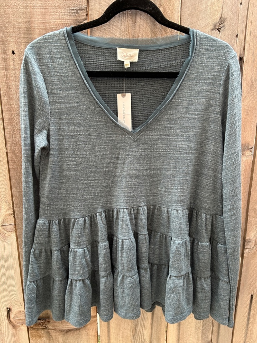 Anthropologie Thea ruffle peplum top by Deletta in Sky size XS